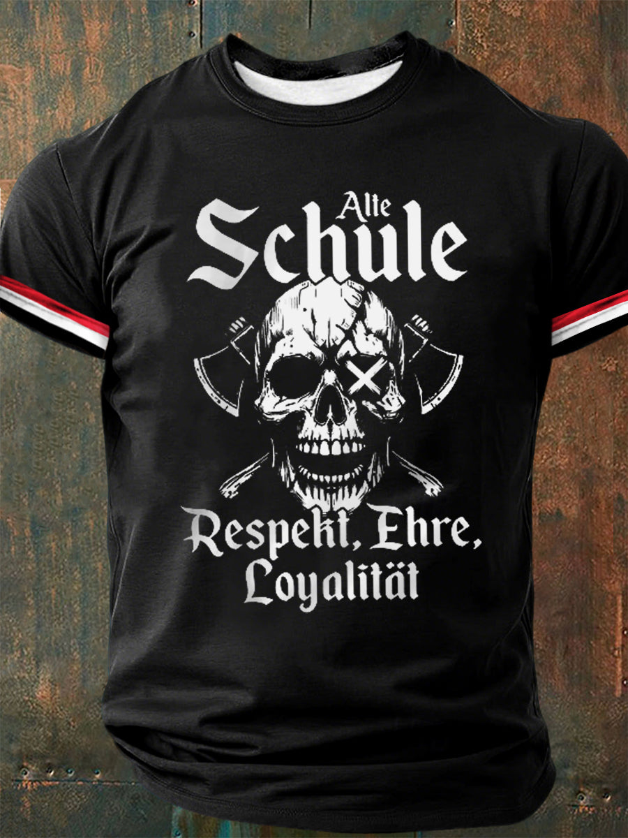 Männer Alte Schule Print Kurzarm T-Shirt
