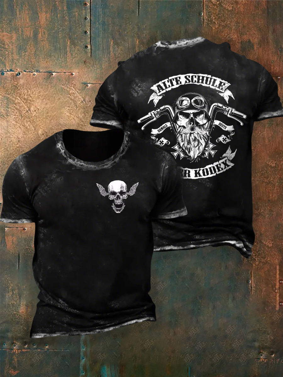 Bedrucktes Kurzarm-T-Shirt für Männer Alte Schule