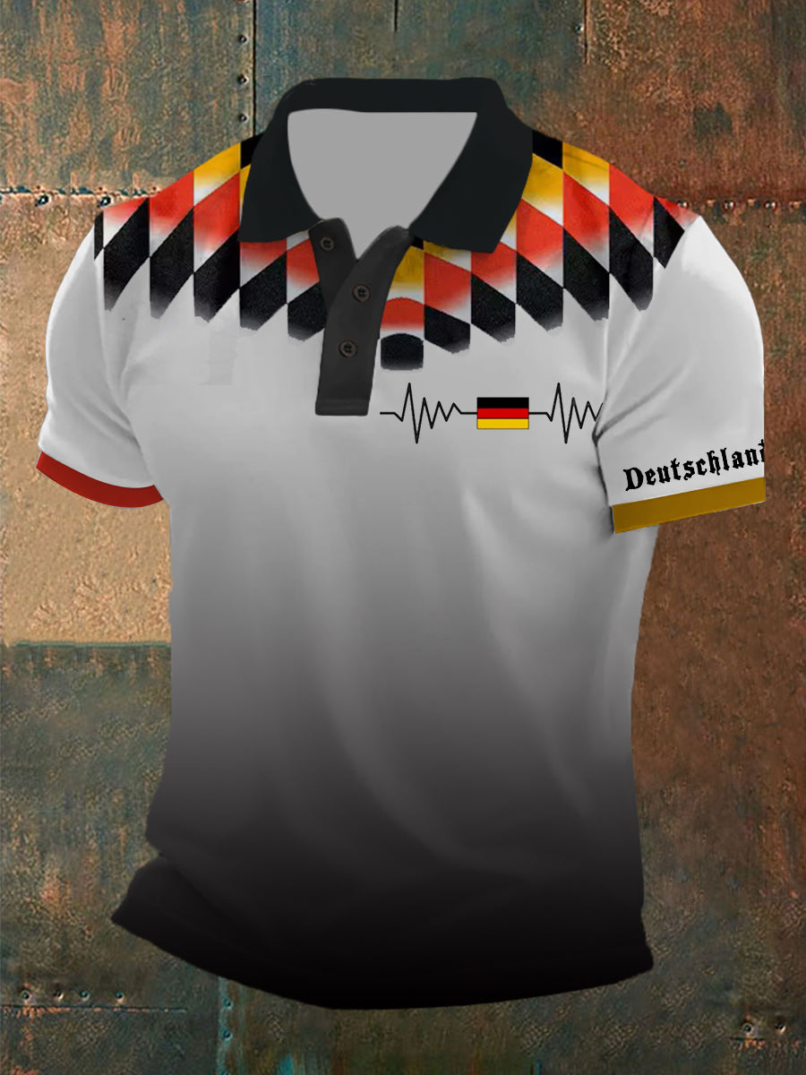 Heartbeat-Print-Polos hirt für Männer mit deutscher Flagge