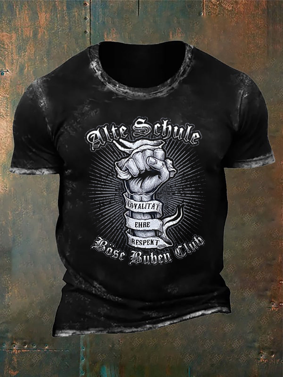 Bedrucktes Kurzarm-T-Shirt für Männer Alte Schule