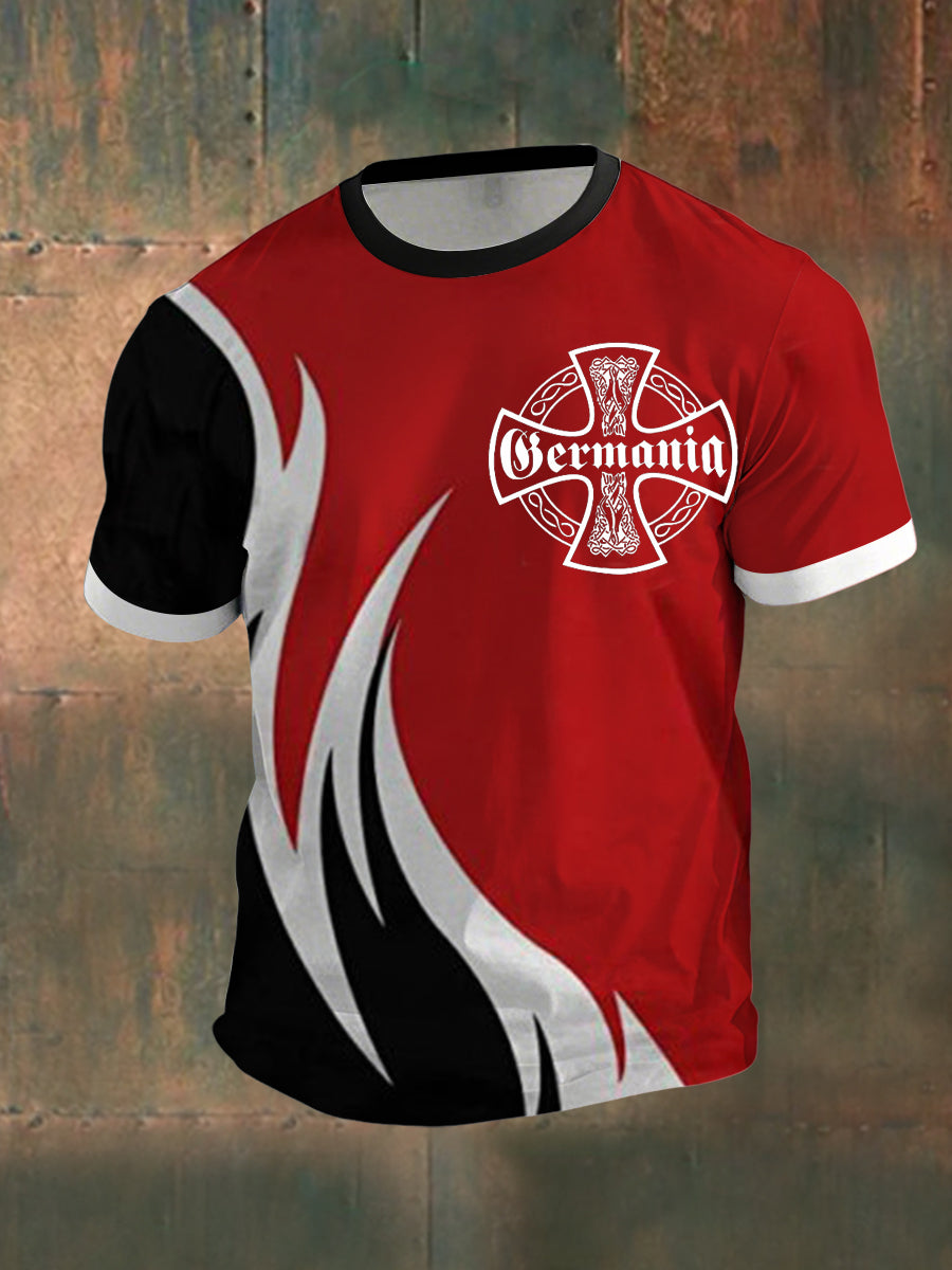 Germania Kreuz Bedrucktes Kurzarm-T-Shirt für Männer