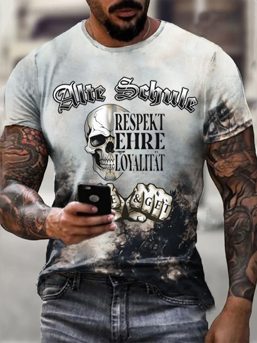Bedrucktes Kurzarm-T-Shirt für Männer Alte Schule