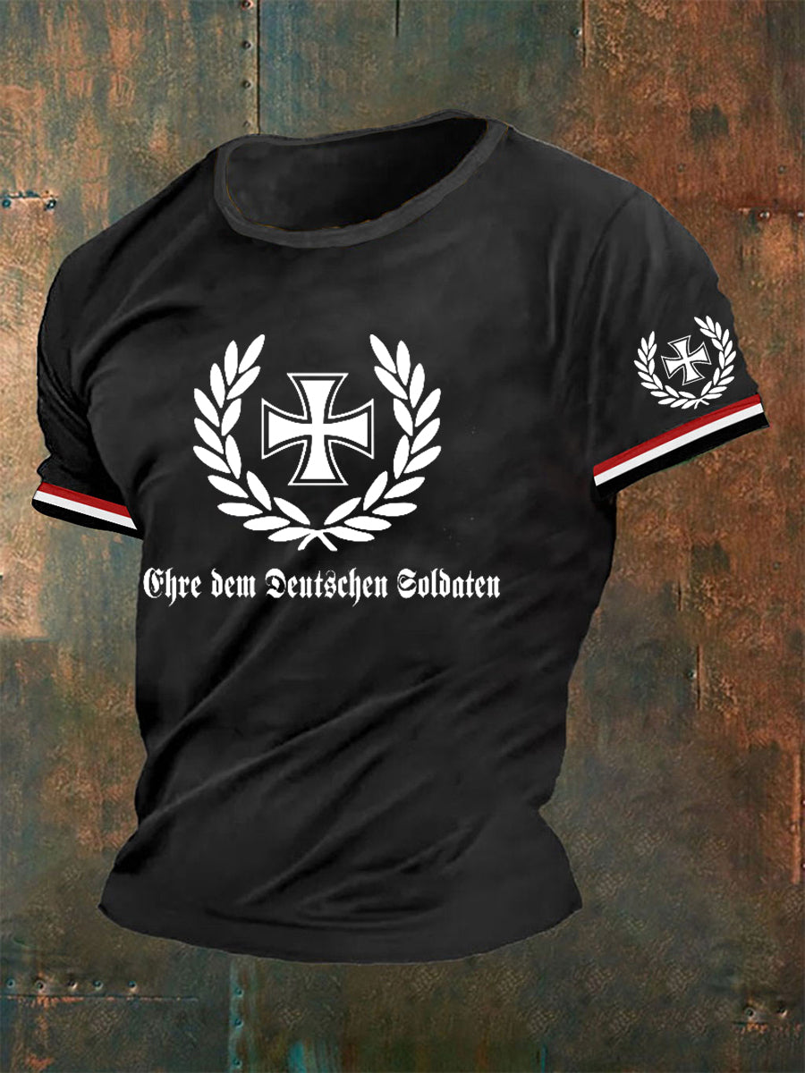 Herren Ehre dem Deutschen Soldaten bedrucktes Kurzarm-T-Shirt