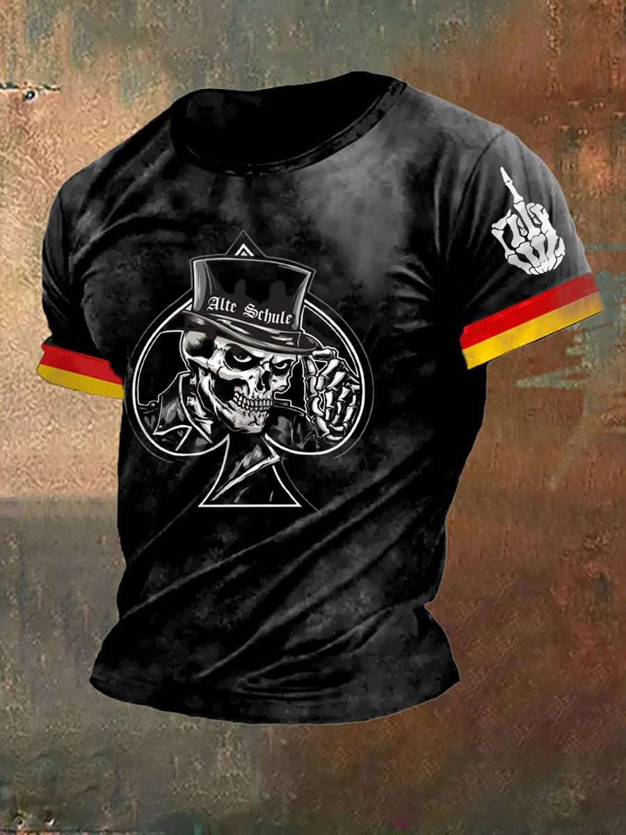Bedrucktes Kurzarm-T-Shirt für Männer Alte Schule