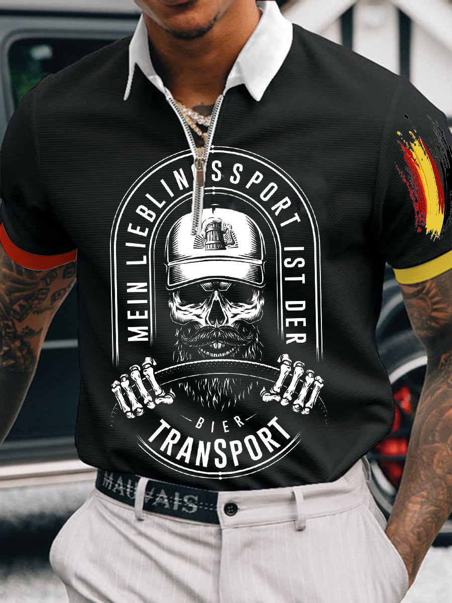 Herren Mein Lieblings Sport Biertran Sport bedrucktes Kurzarm-Polo-T-Shirt