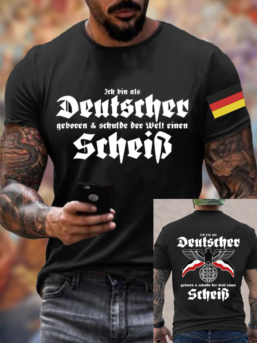 Herren Deutscher ich schulde der Welt einen bedrucktes Kurzarm-T-Shirt