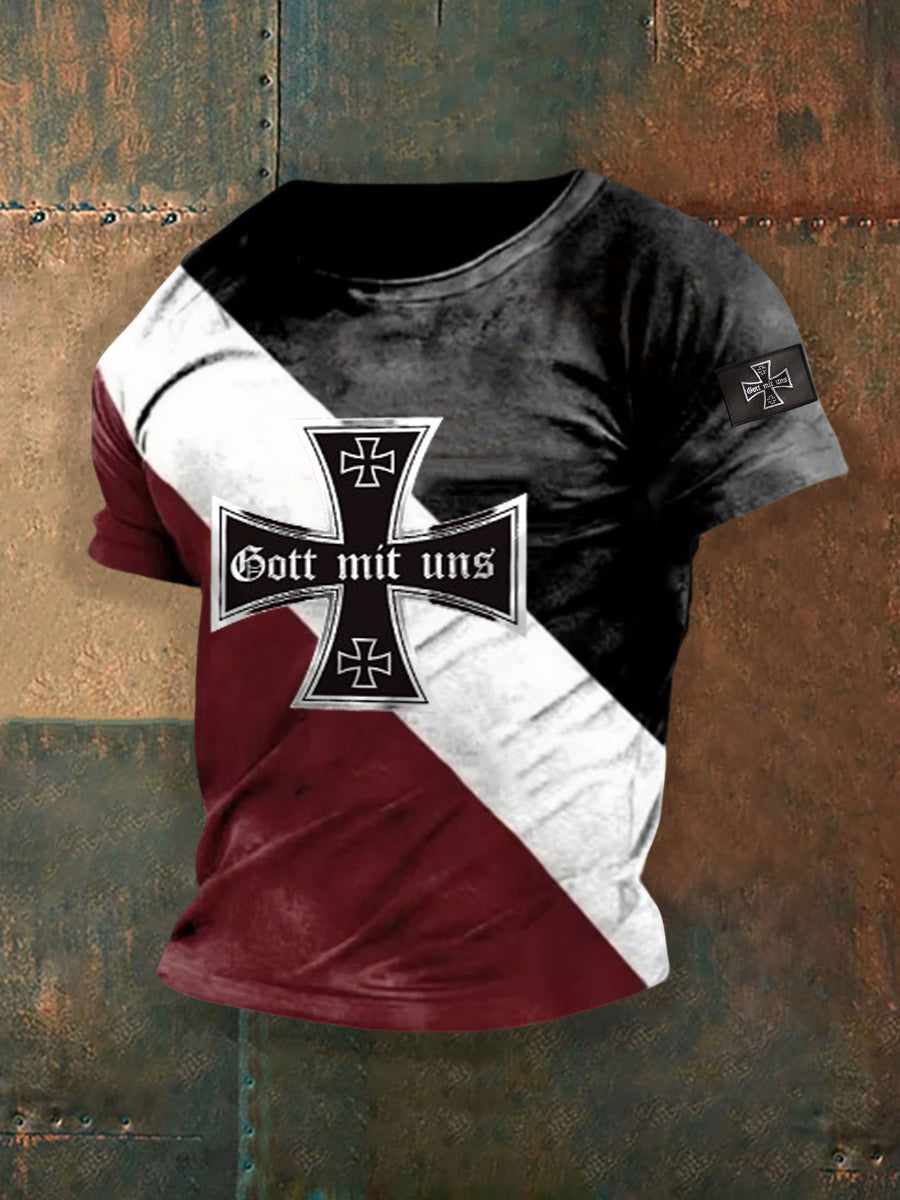 Herren Gott mit uns bedrucktes T-Shirt mit kurzen Ärmeln