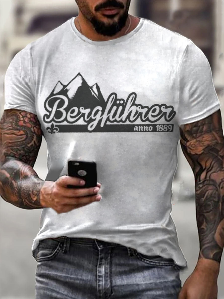Herren Berg führer bedrucktes Kurzarm-T-Shirt