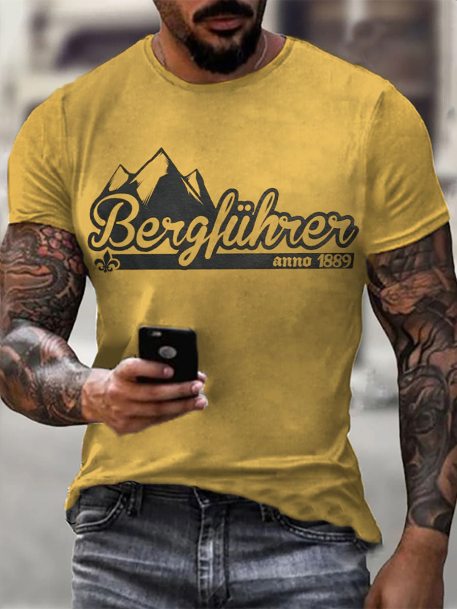Herren Berg führer bedrucktes Kurzarm-T-Shirt