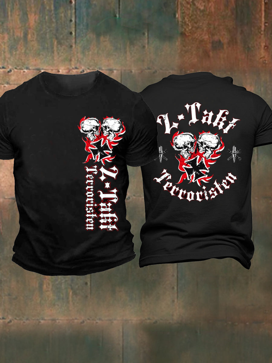 2-Takt-Terroristen bedrucktes Kurzarm-T-Shirt für Männer