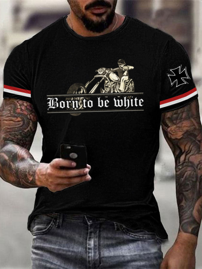 Herren-Biker geboren, um weiß zu sein Gott mit uns T-Shirt