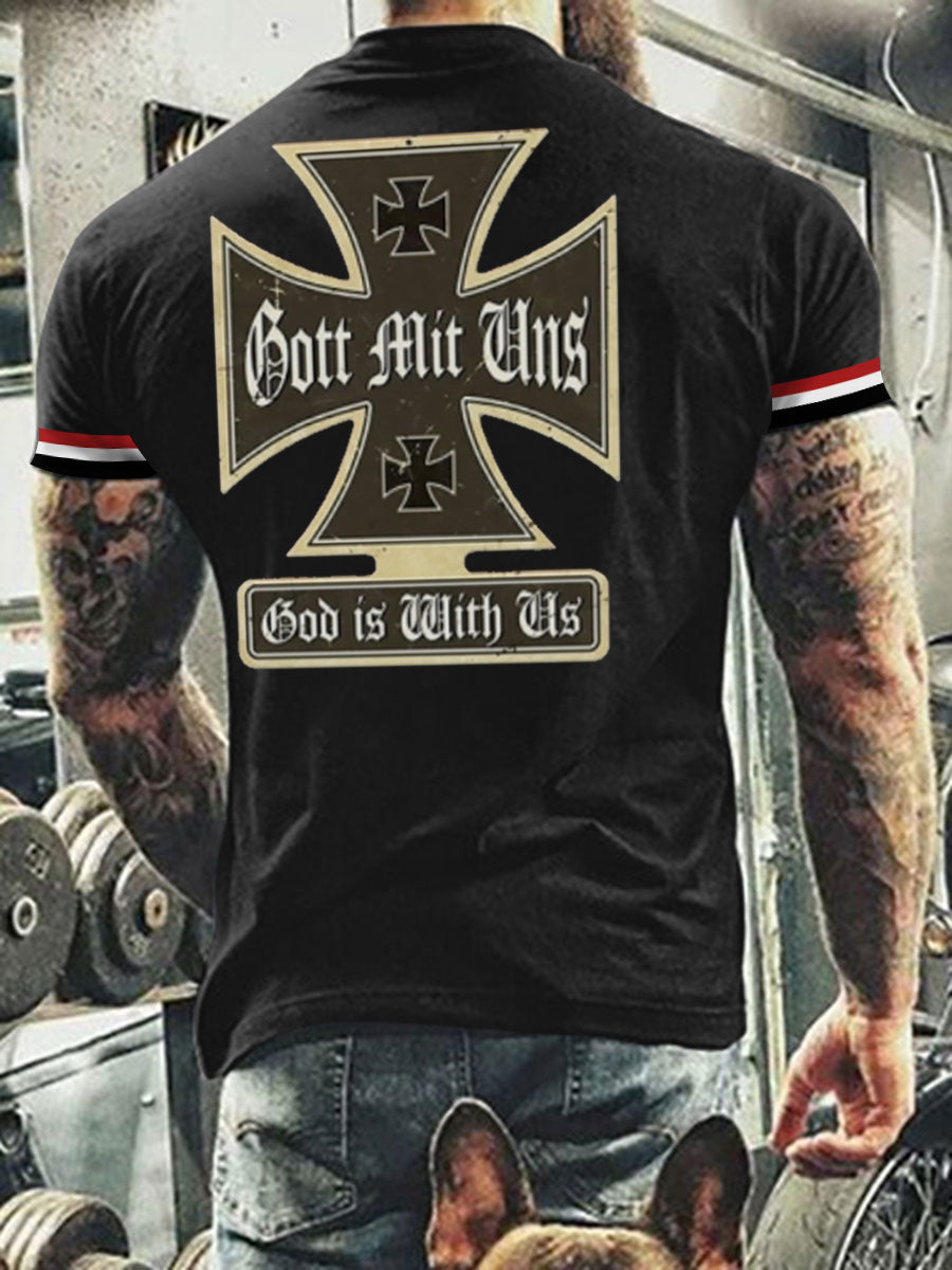 Herren-Biker geboren, um weiß zu sein Gott mit uns T-Shirt