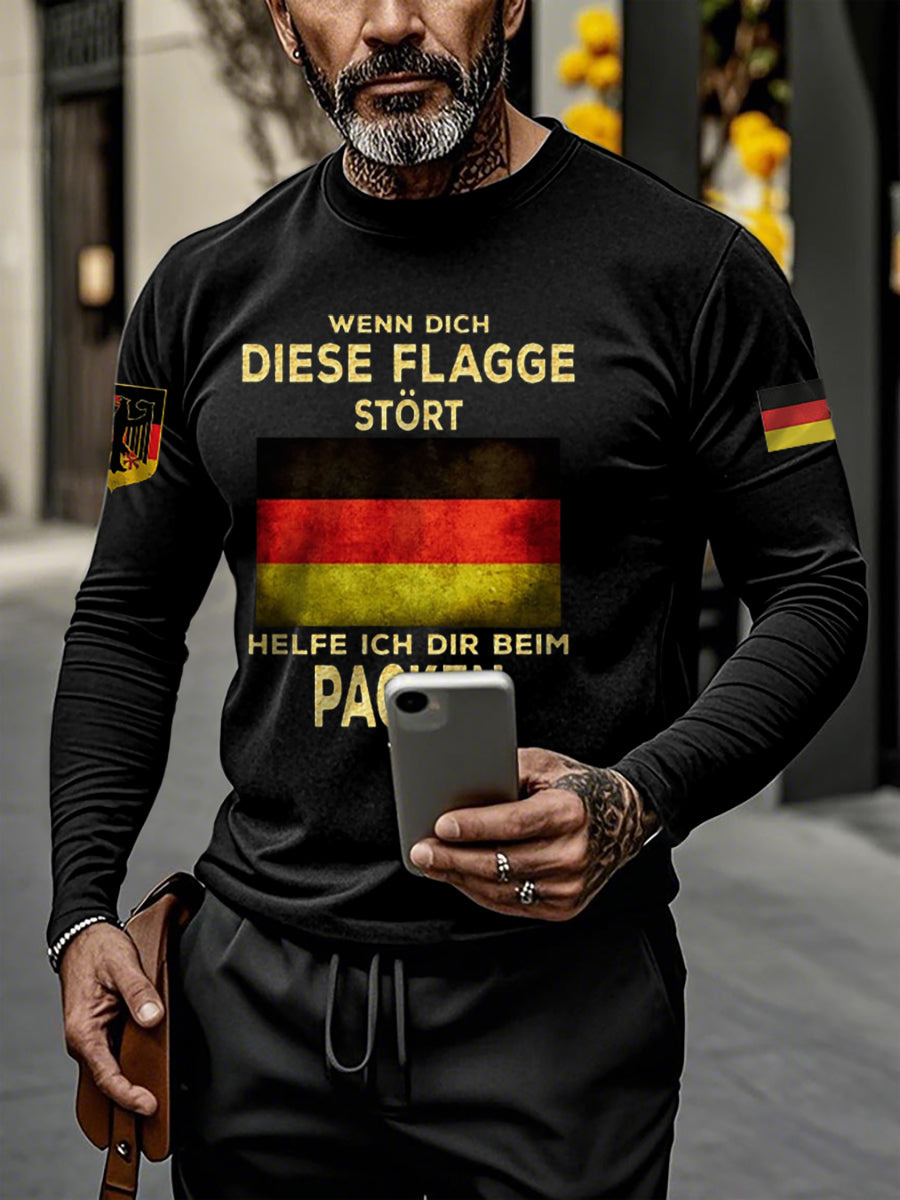 Herren Wenn dich diese flagge stört helfe ich dir im packen bedrucktes Langarm-T-Shirt