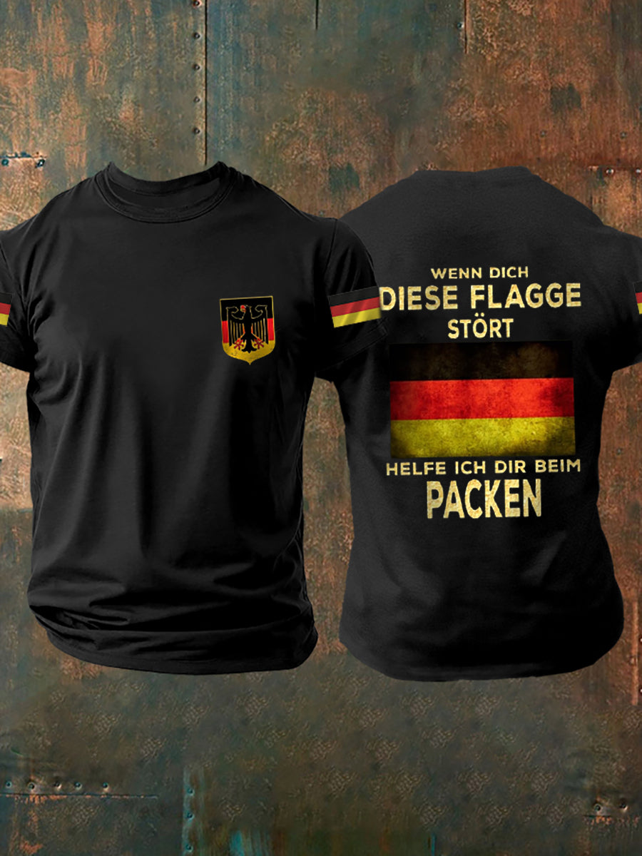 Herren Wenn dich diese flagge stört helfe ich dir im packen bedrucktes Kurzarm-T-Shirt