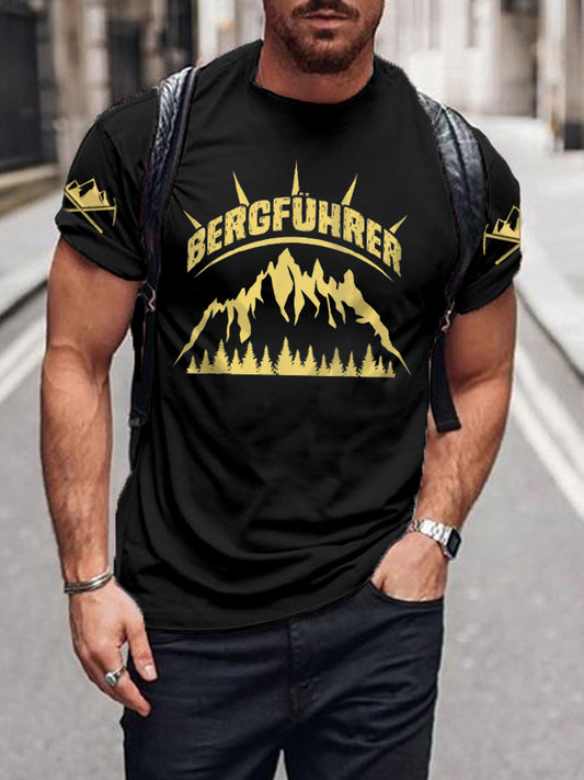 Herren Berg führer bedrucktes Kurzarm-T-Shirt