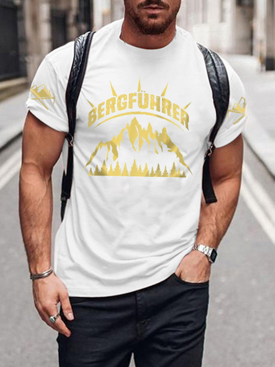 Herren Berg führer bedrucktes Kurzarm-T-Shirt