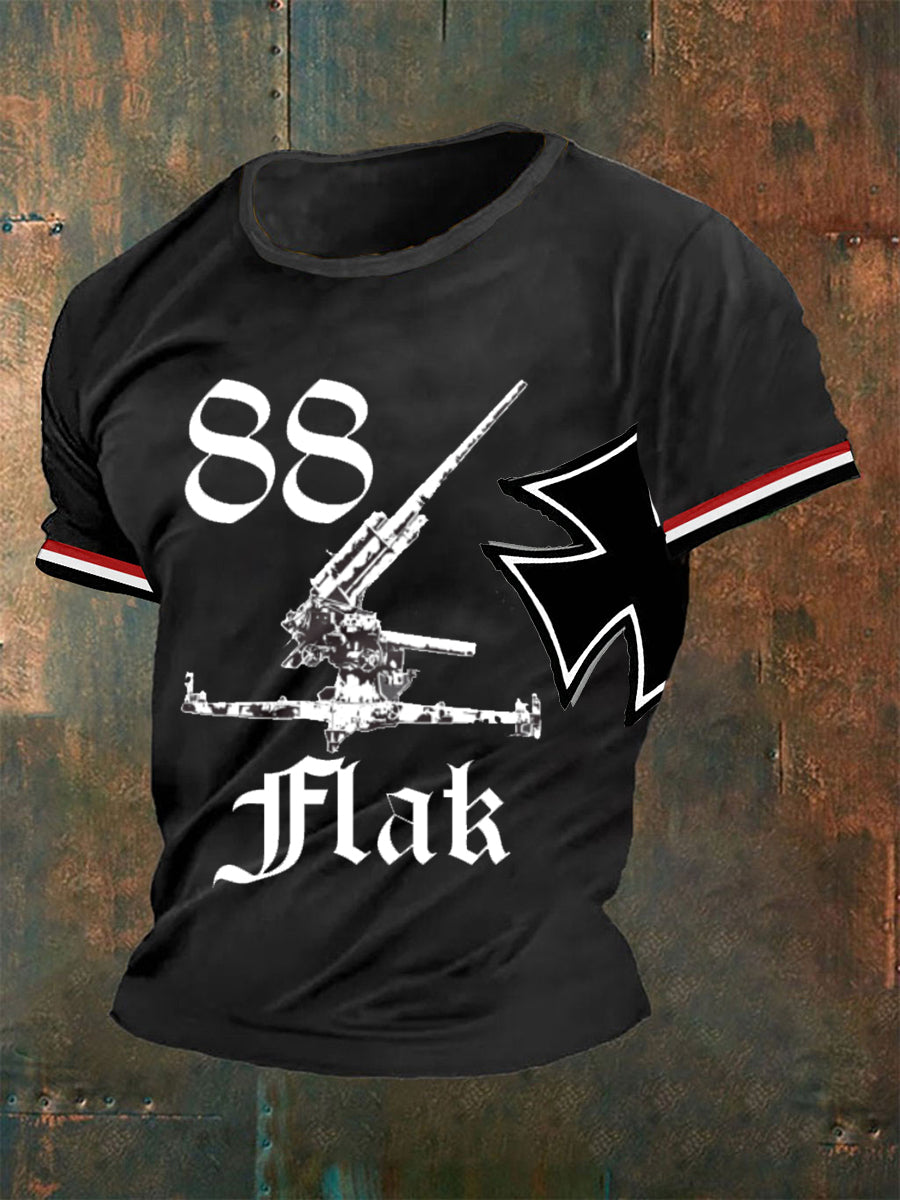 88 Flak bedrucktes Kurzarm-T-Shirt für Männer