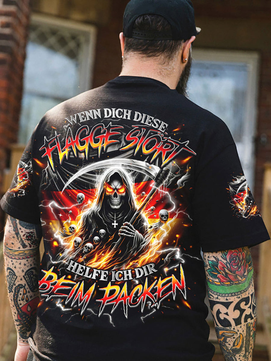 Herren Wenn dich diese flagge stört helfe ich dir im packen bedrucktes Kurzarm-T-Shirt