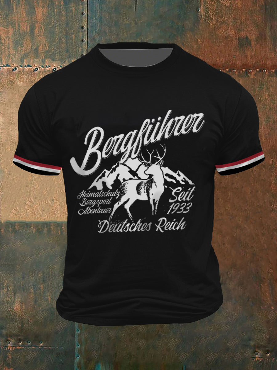 Herren Berg führer bedrucktes Kurzarm-T-Shirt