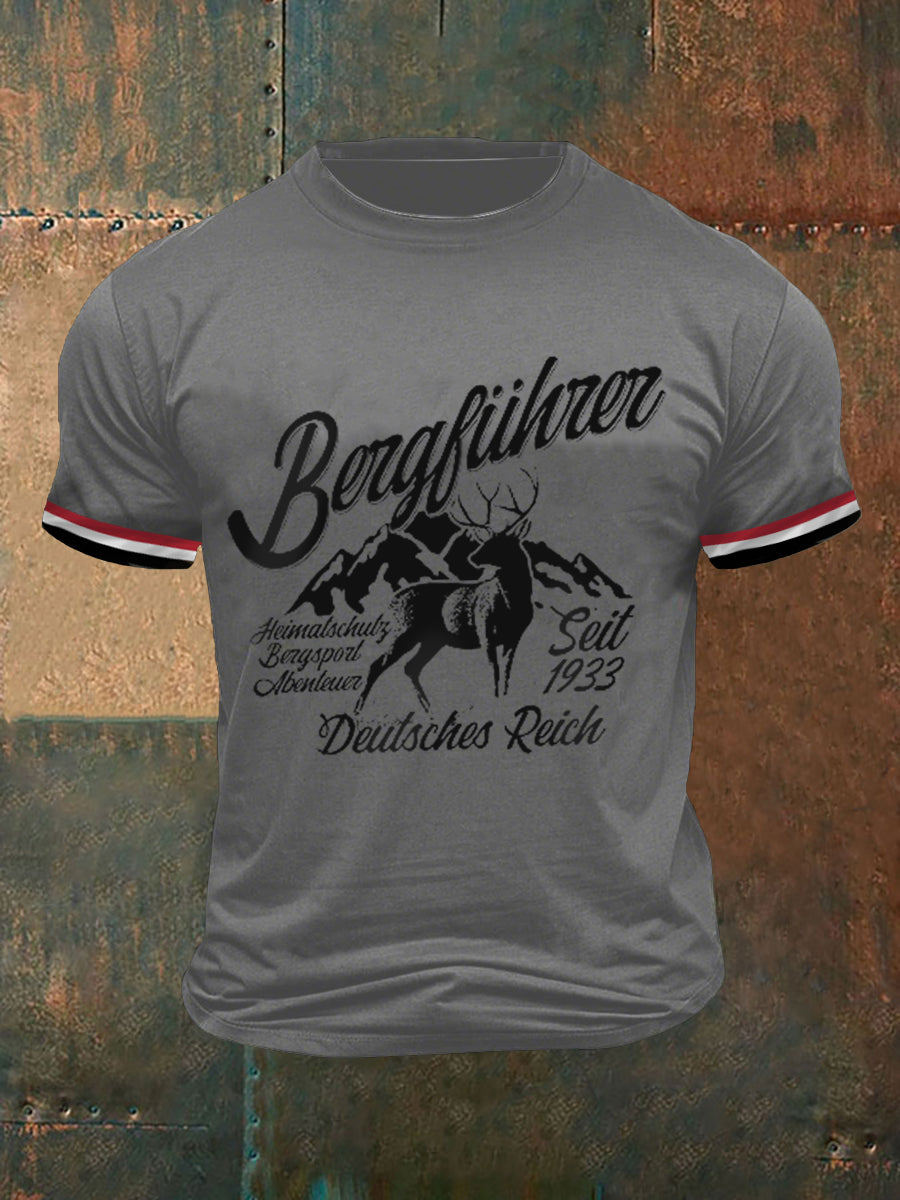 Herren Berg führer bedrucktes Kurzarm-T-Shirt