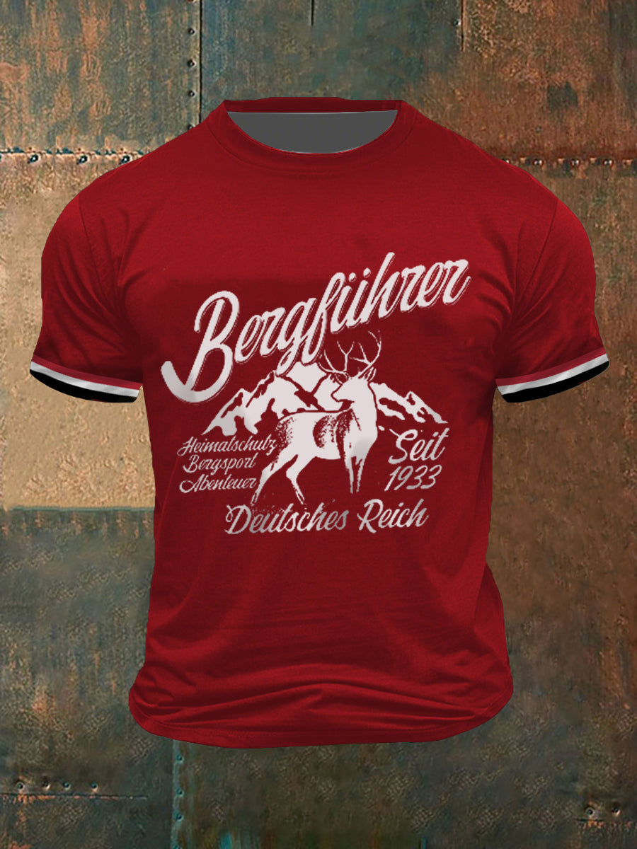 Herren Berg führer bedrucktes Kurzarm-T-Shirt