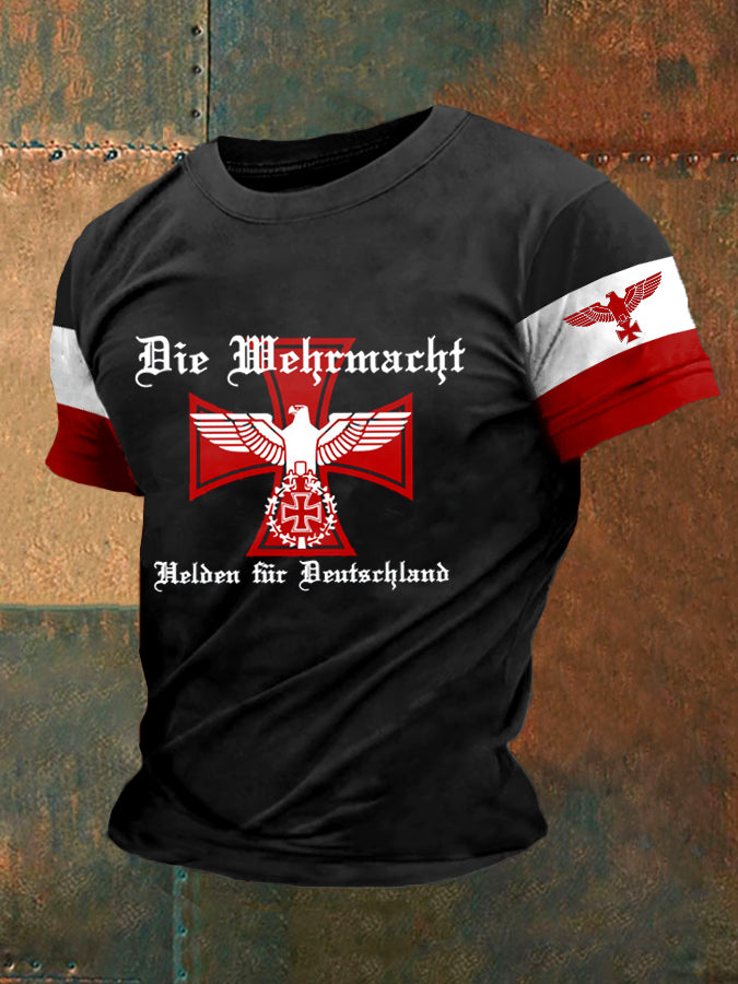 Männer Die Wehrmacht Helden für Deutschland bedrucktes Kurzarm-T-Shirt