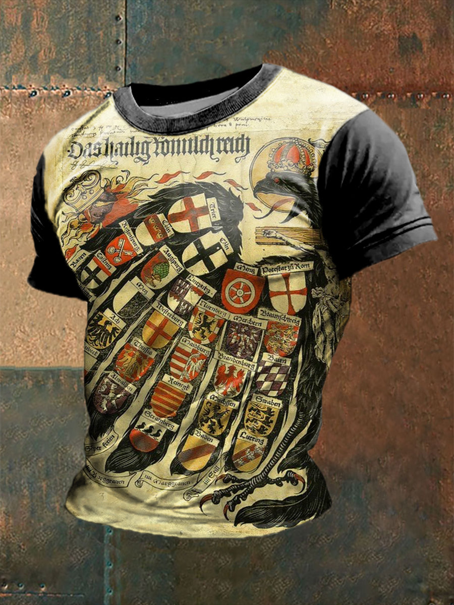 Heiliges Römisches Reich deutscher Adler bedrucktes Kurzarm-T-Shirt für Männer