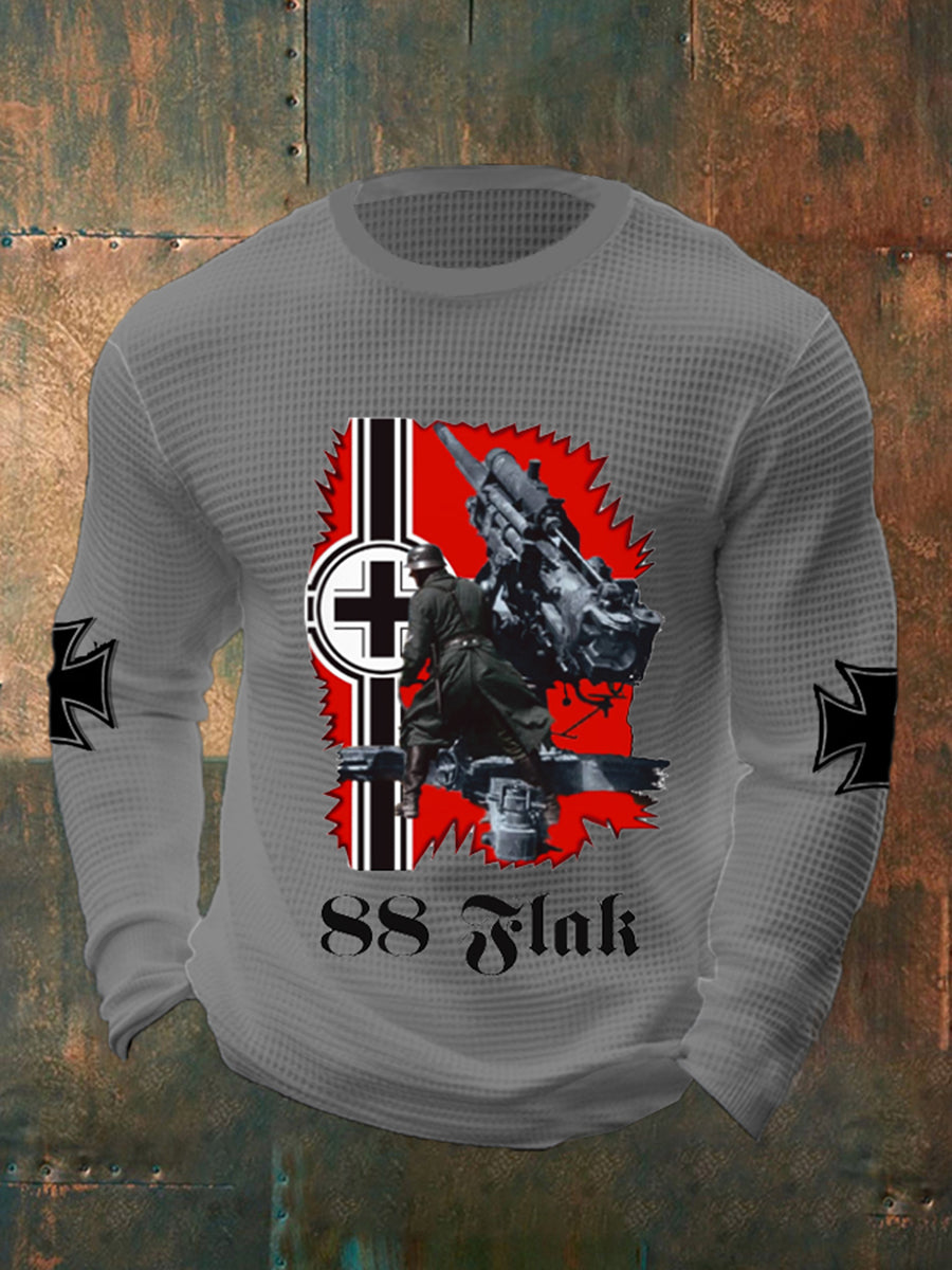 Herren 88 Flak bedrucktes Langarm Waffel-T-Shirt