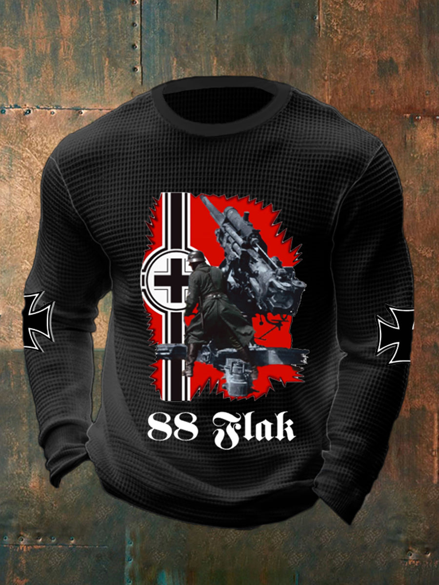 Herren 88 Flak bedrucktes Langarm Waffel-T-Shirt