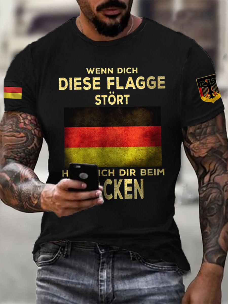 Herren Wenn dich diese flagge stört helfe ich dir im packen bedrucktes Kurzarm-T-Shirt