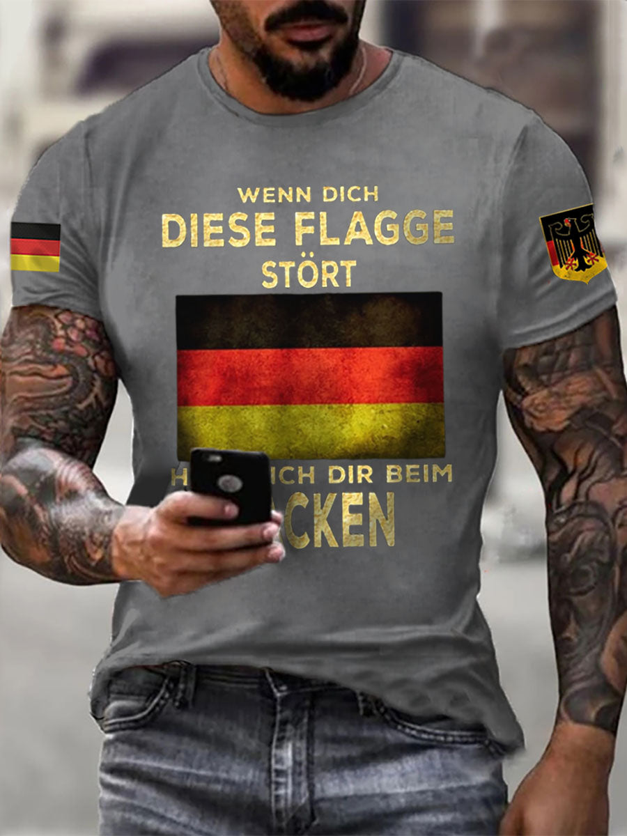 Herren Wenn dich diese flagge stört helfe ich dir im packen bedrucktes Kurzarm-T-Shirt