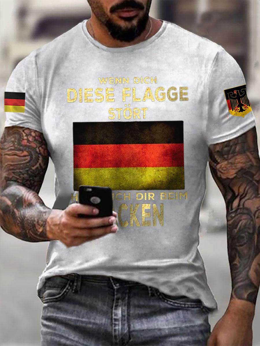 Herren Wenn dich diese flagge stört helfe ich dir im packen bedrucktes Kurzarm-T-Shirt