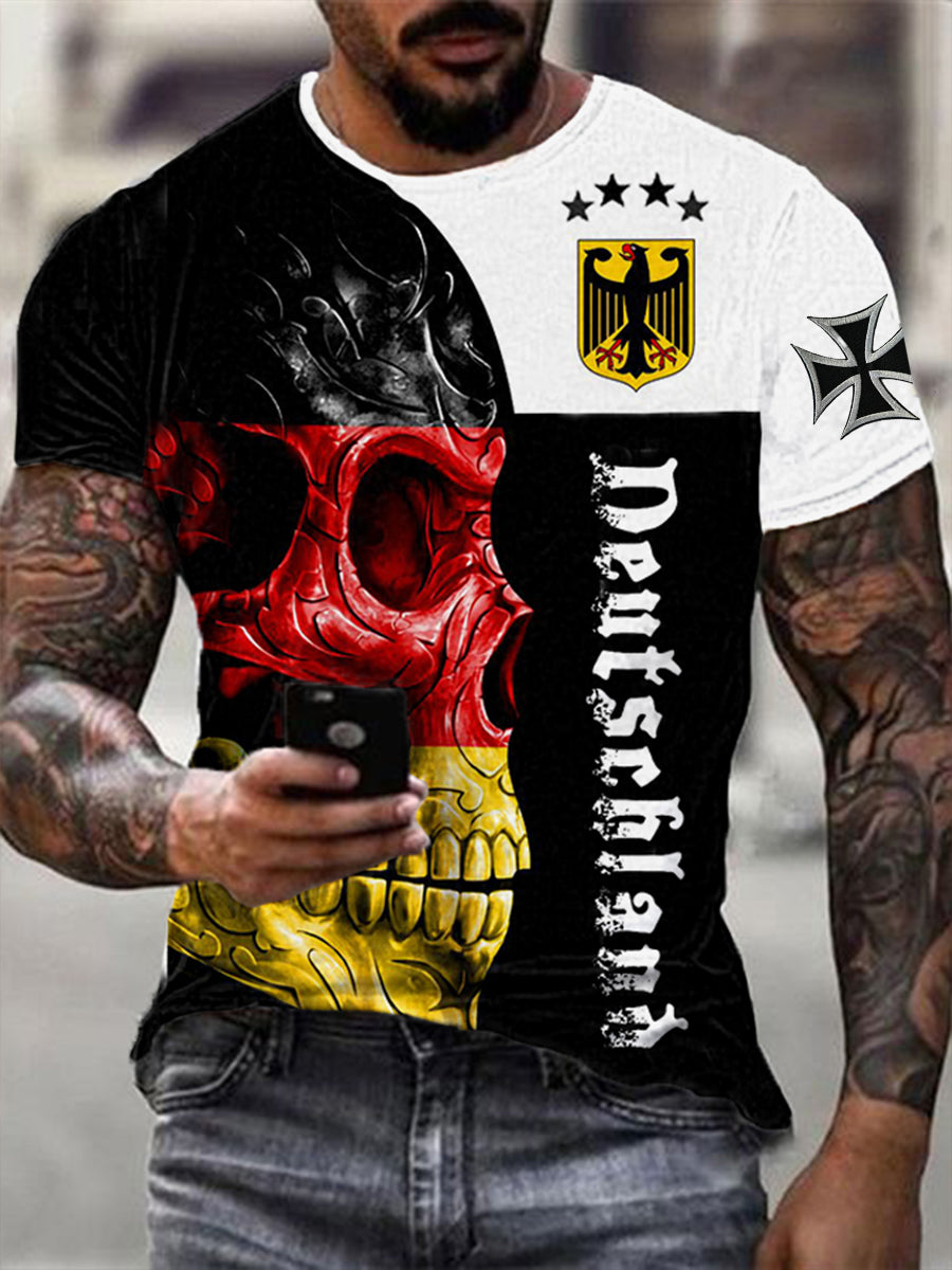 T-Shirt mit deutschem Flaggens chädel druck für Männer