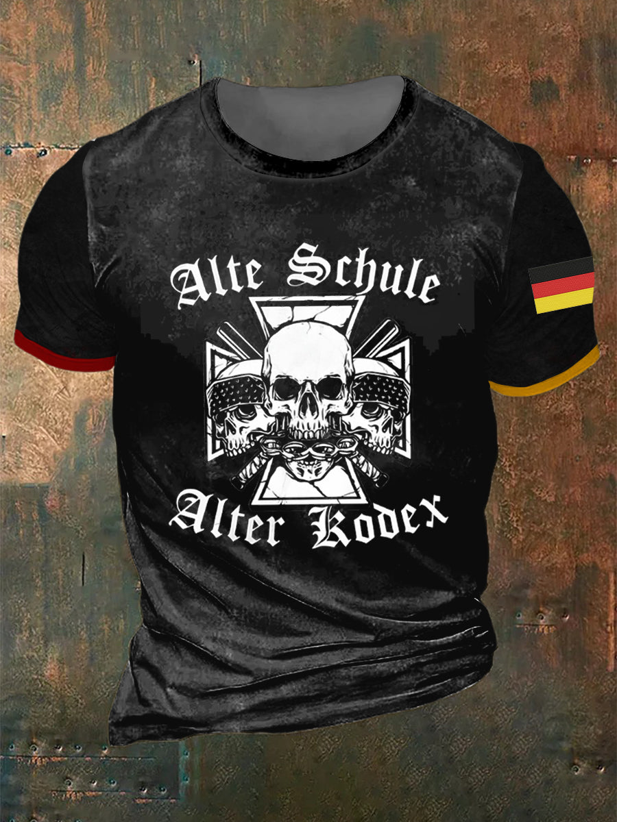 Männer Alte Schule Alter Kodex bedrucktes Kurzarm-T-Shirt