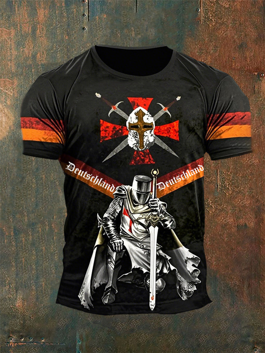 Männer Deutschland Knight Krieger bedrucktes Kurzarm T-Shirt