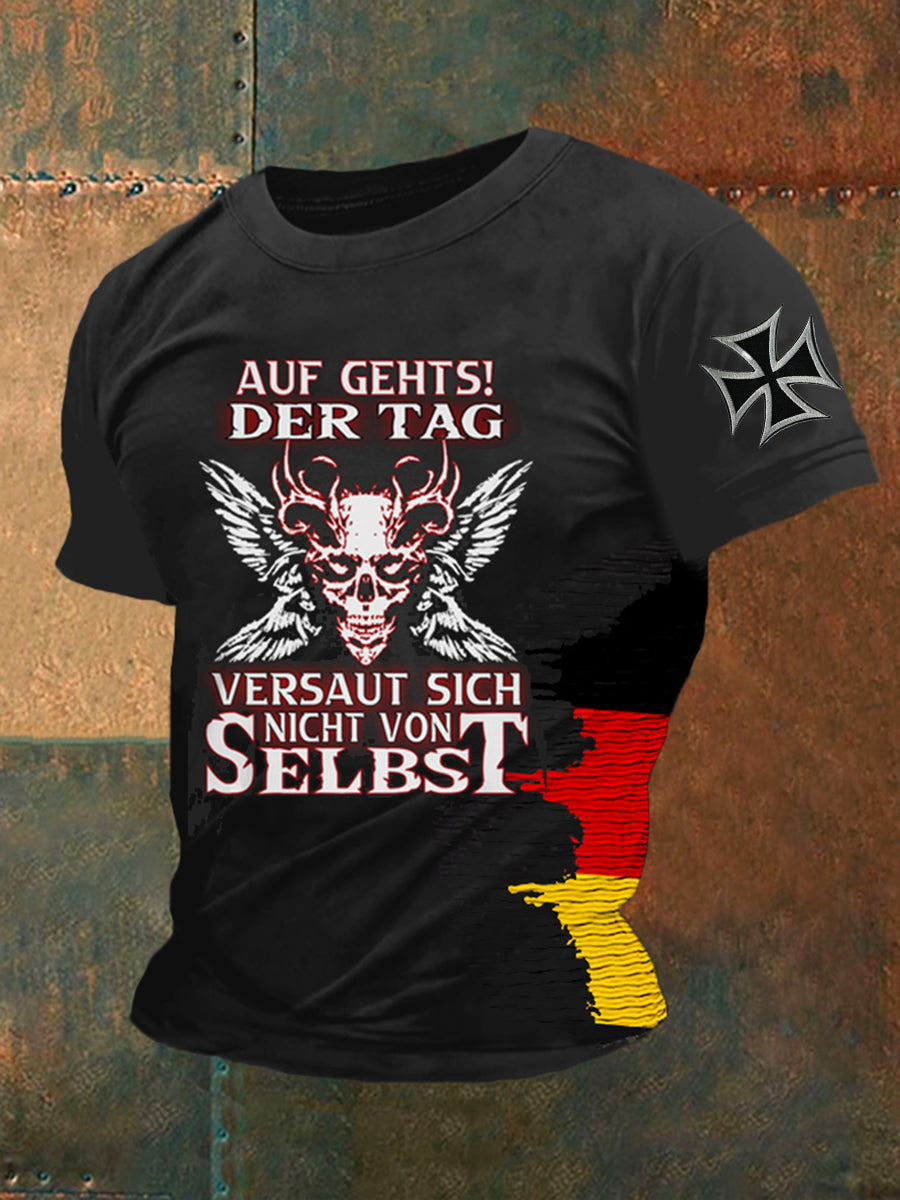Herren Auf Gehts Der Tag Versa ut Sich Nicht Von Selbst Bedrucktes Kurzarm T-Shirt