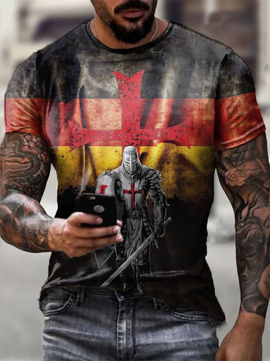 Männer Deutschland Knight Krieger bedrucktes Kurzarm T-Shirt