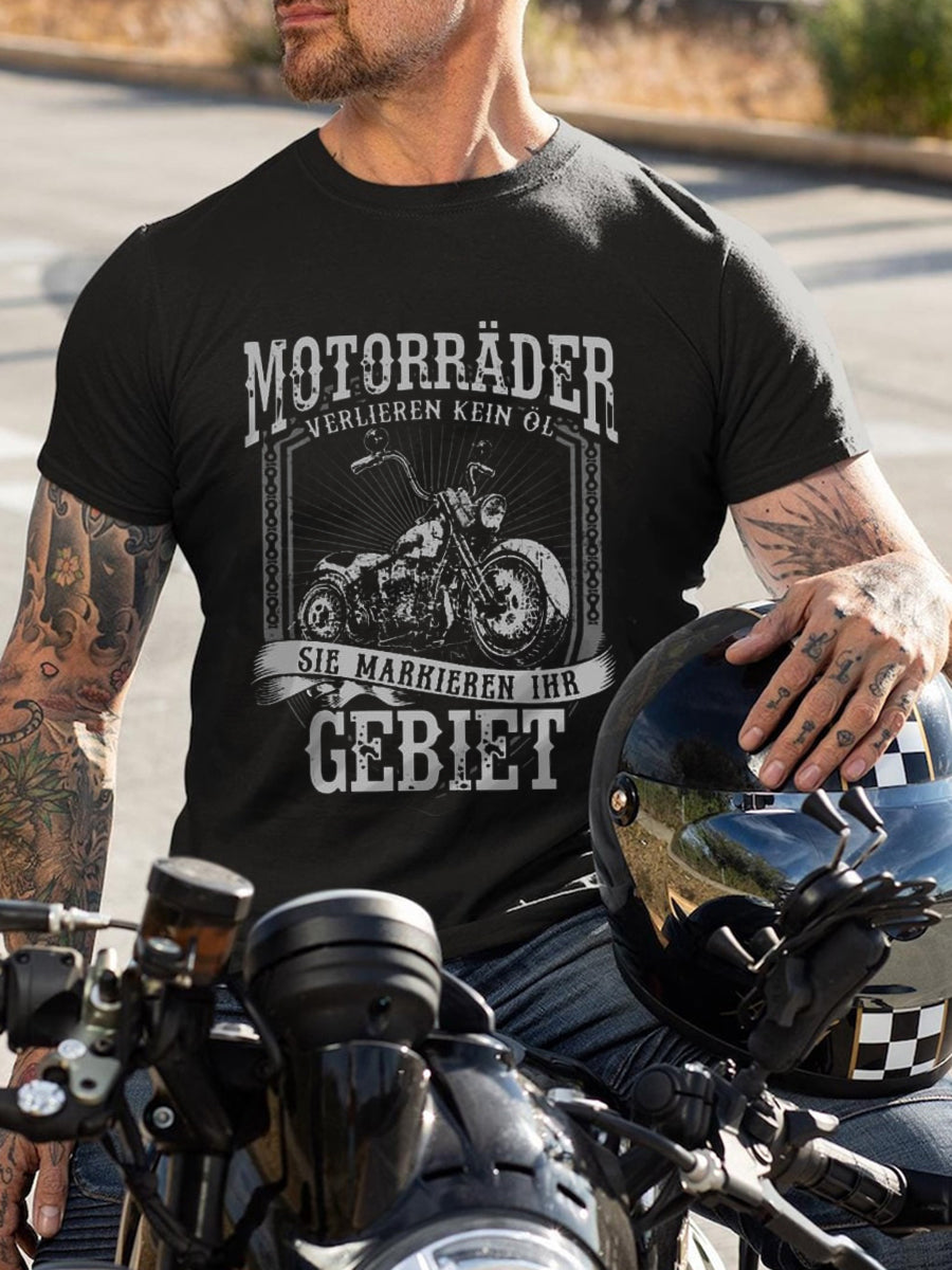 Herren Motor räder markieren ihr Gelände bedrucktes Kurzarm-T-Shirt