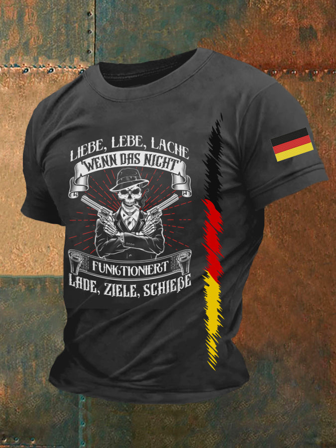 Herren Liebe Lebe Lache Wenn Das Nicht Funkiert Lade Ziele Schieße Bedrucktes Kurzarm-T-Shirt