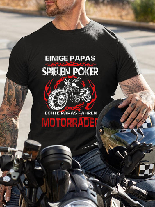 Herren Einige Papas spielen poker echte Papas fahrener Motorrad bedrucktes Kurzarm-T-Shirt