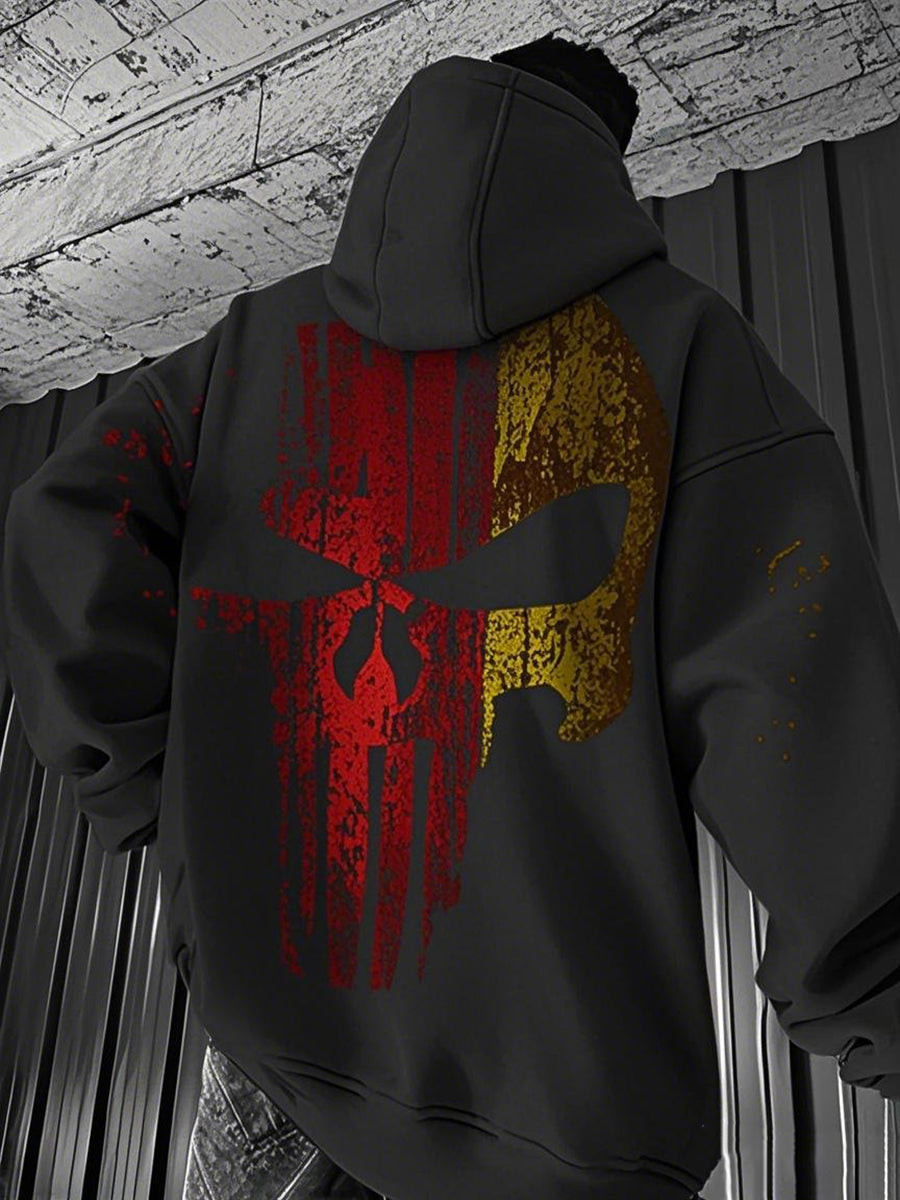 Herren Deutschland Viking Skull Print Lässiges Langarm-Shirt