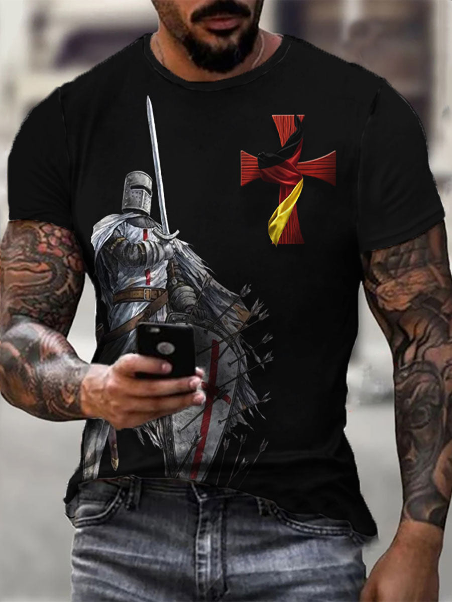 Männer Deutschland Knight Krieger bedrucktes Kurzarm T-Shirt