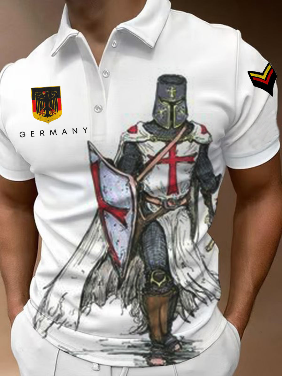 Men's German Iron Cross Knight Print Polo Shirt