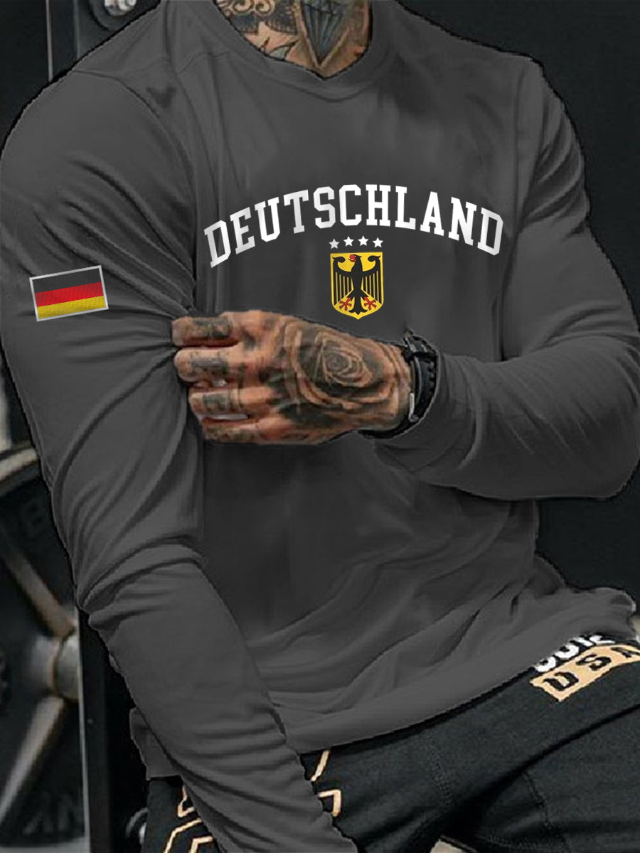 Männer Deutschland gedruckt Langarm T-Shirt