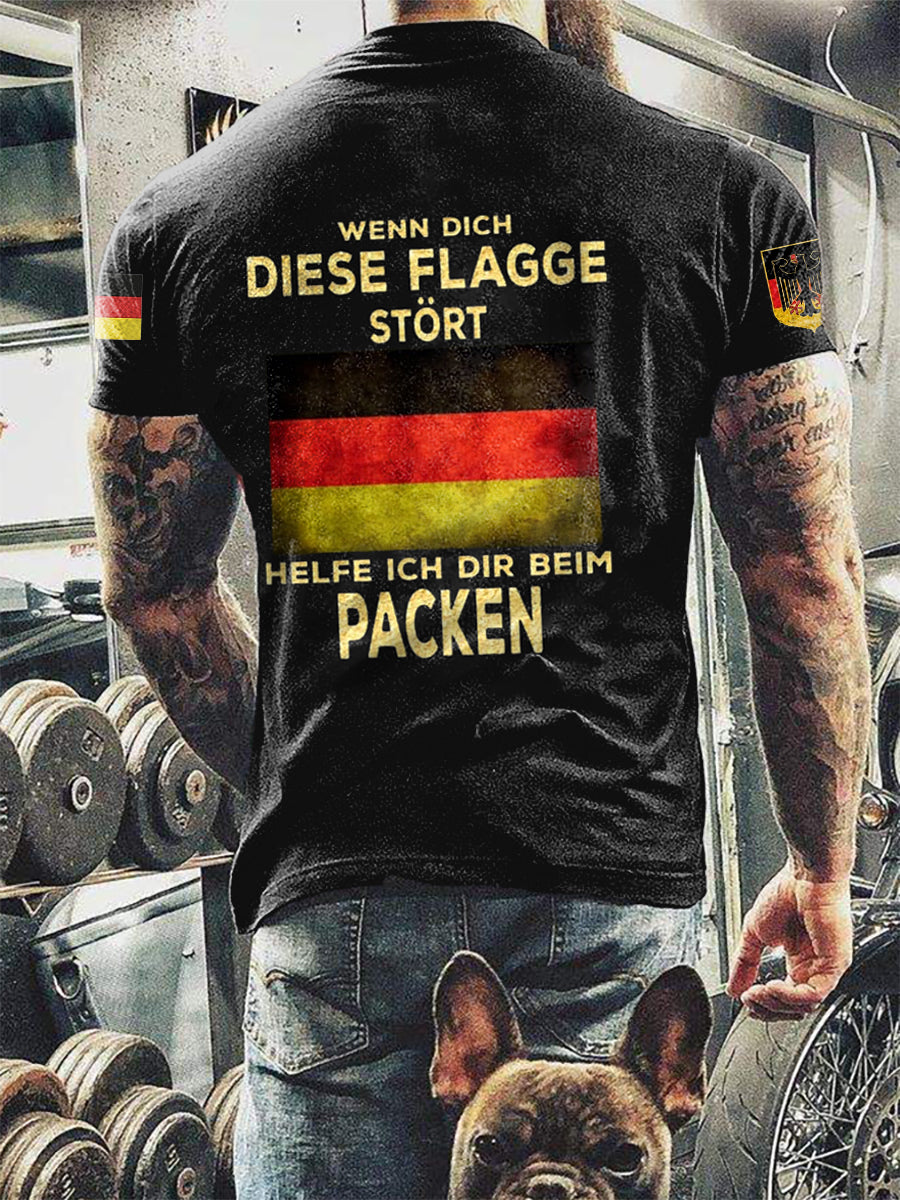Herren Wenn dich diese flagge stört helfe ich dir im packen bedrucktes Kurzarm-T-Shirt
