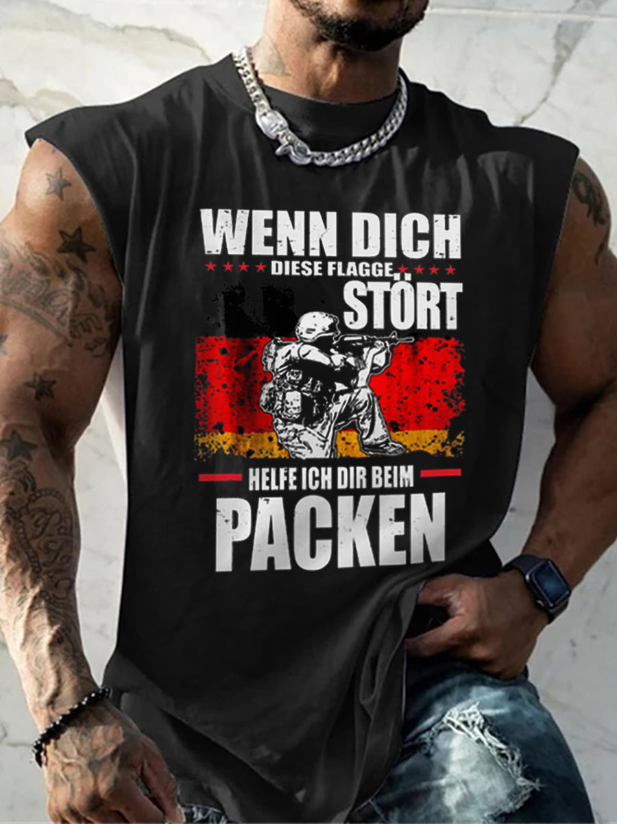 Herren Wenn dich die Flagge stört helfe ich dir beim packen bedruckte Westen