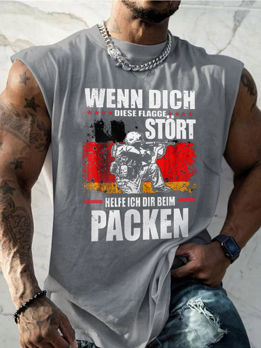 Herren Wenn dich die Flagge stört helfe ich dir beim packen bedruckte Westen
