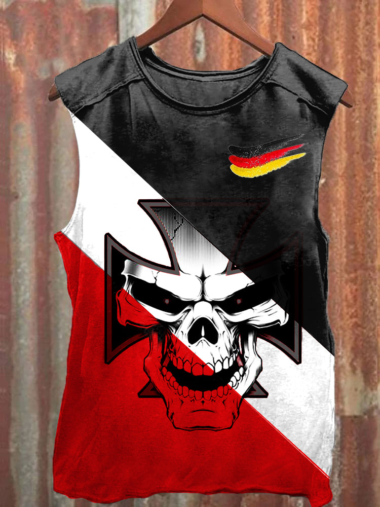 Männer Eisernes Kreuz Schädel Druck Weste