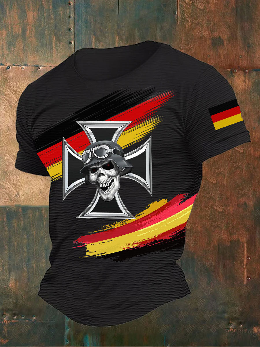 Männer Eisernes Kreuz Schädel bedrucktes T-Shirt