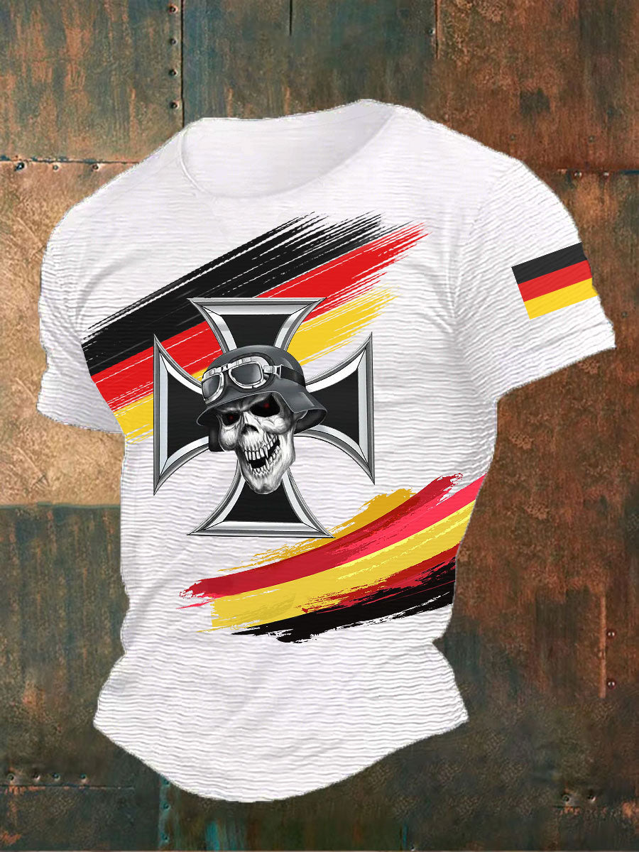 Männer Eisernes Kreuz Schädel bedrucktes T-Shirt